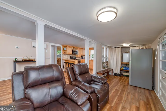 a living room with furniture