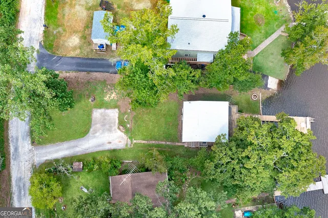 an aerial view of a house