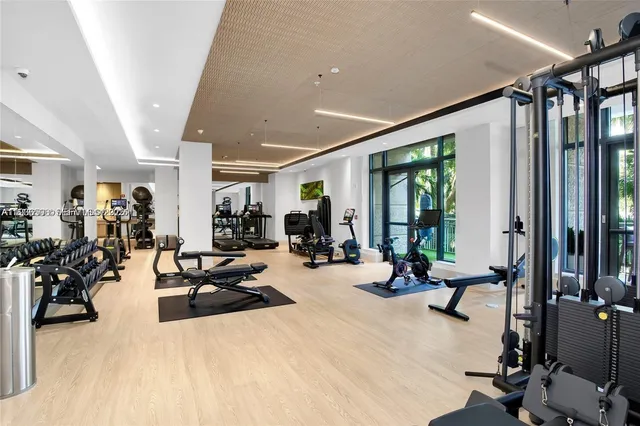 a view of a room with gym equipment