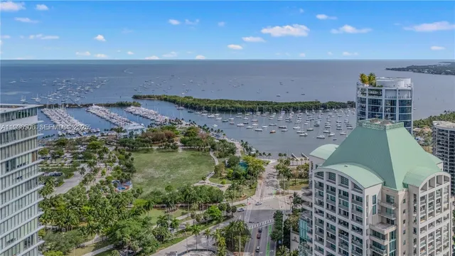 a view of a water with a building in the background