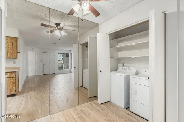 a view of a livingroom with wooden floor