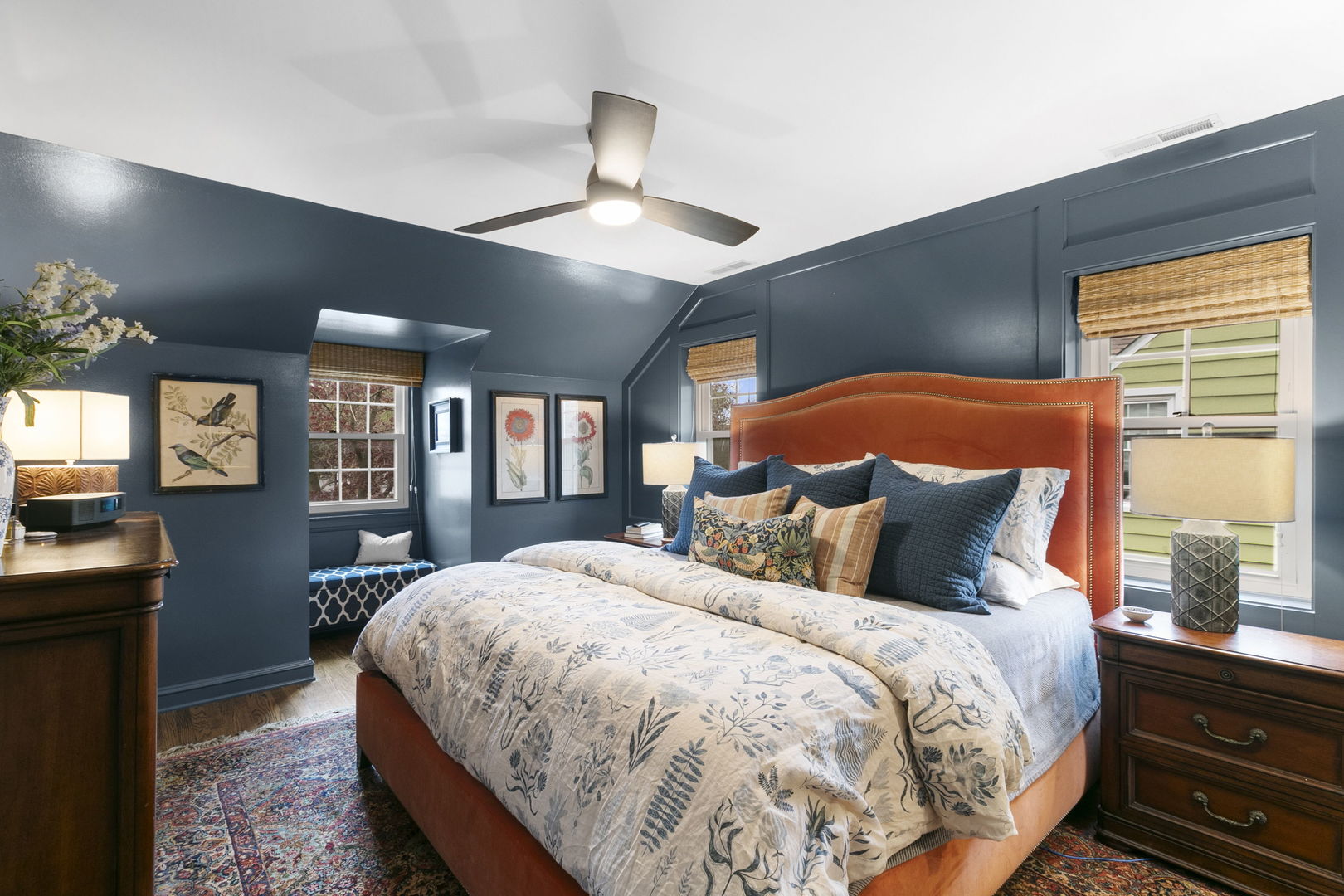 478 Uvedale Road Riverside, IL 60546 - Photo 13 of 40 a bedroom with a large bed and a chandelier