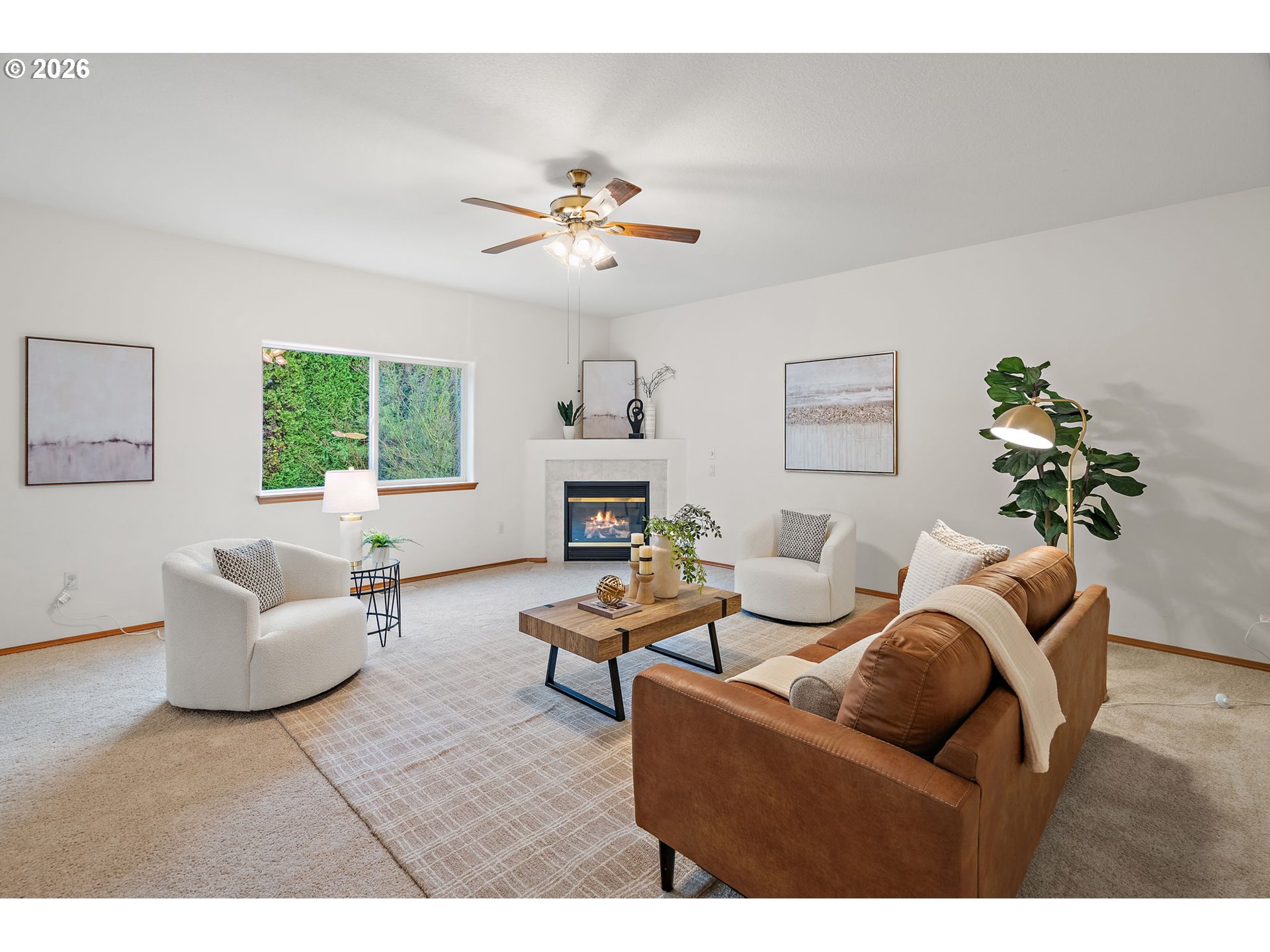 15460 Southwest 145th Terrace Tigard, OR 97224 - Photo 13 of 45 a living room with fireplace furniture and a wooden floor