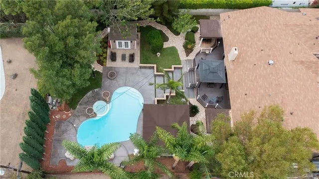 an aerial view of a house