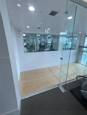 a room with gym equipment