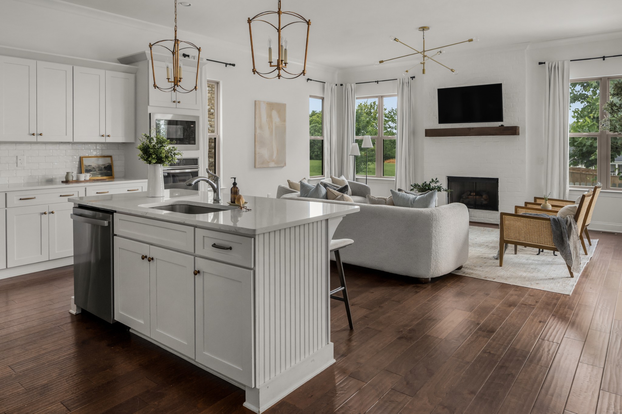 449 River Bluff Drive Franklin, TN 37064 - Photo 14 of 51 a living room with furniture a flat screen tv and a fireplace