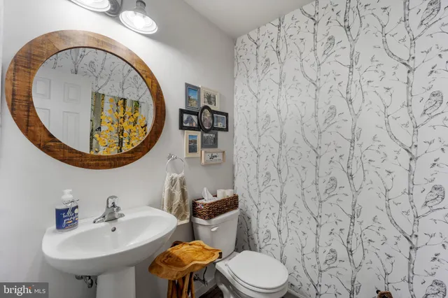 a bathroom with a sink a mirror and a toilet