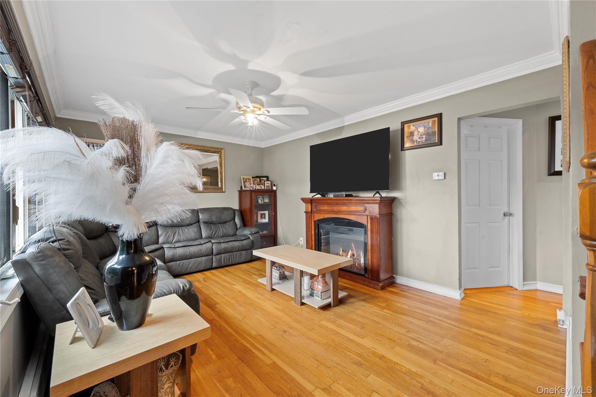 762 Buchanan Road East Meadow, NY 11554 - Photo 20 of 40 a living room with furniture a fireplace and a flat screen tv