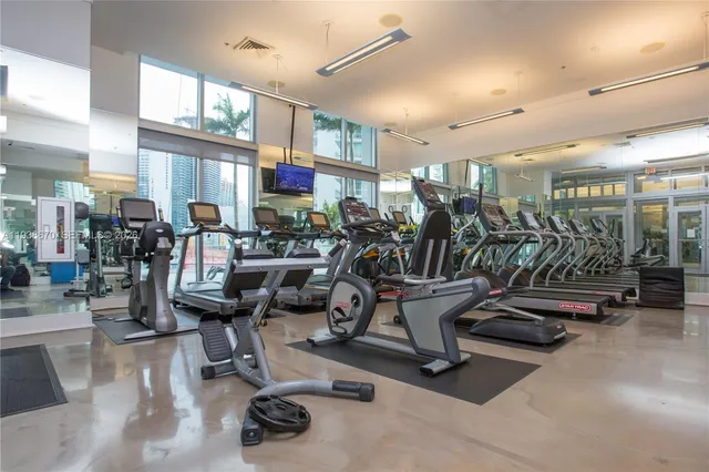 a view of a room with gym equipment
