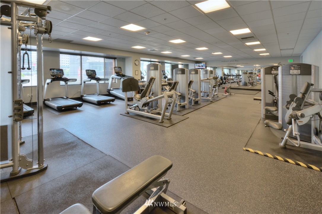 900 Lenora Street, Unit W1105 Seattle, WA 98121 - Photo 22 of 25 a view of a room with gym equipment