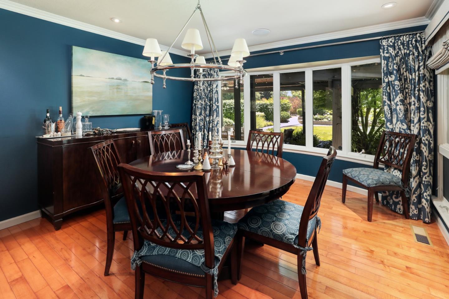 285 Ridgeway Road Woodside, CA 94062 - Photo 13 of 18 a view of a dining room with furniture window and outside view