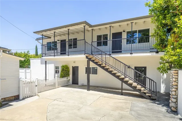 a view of a building with a porch