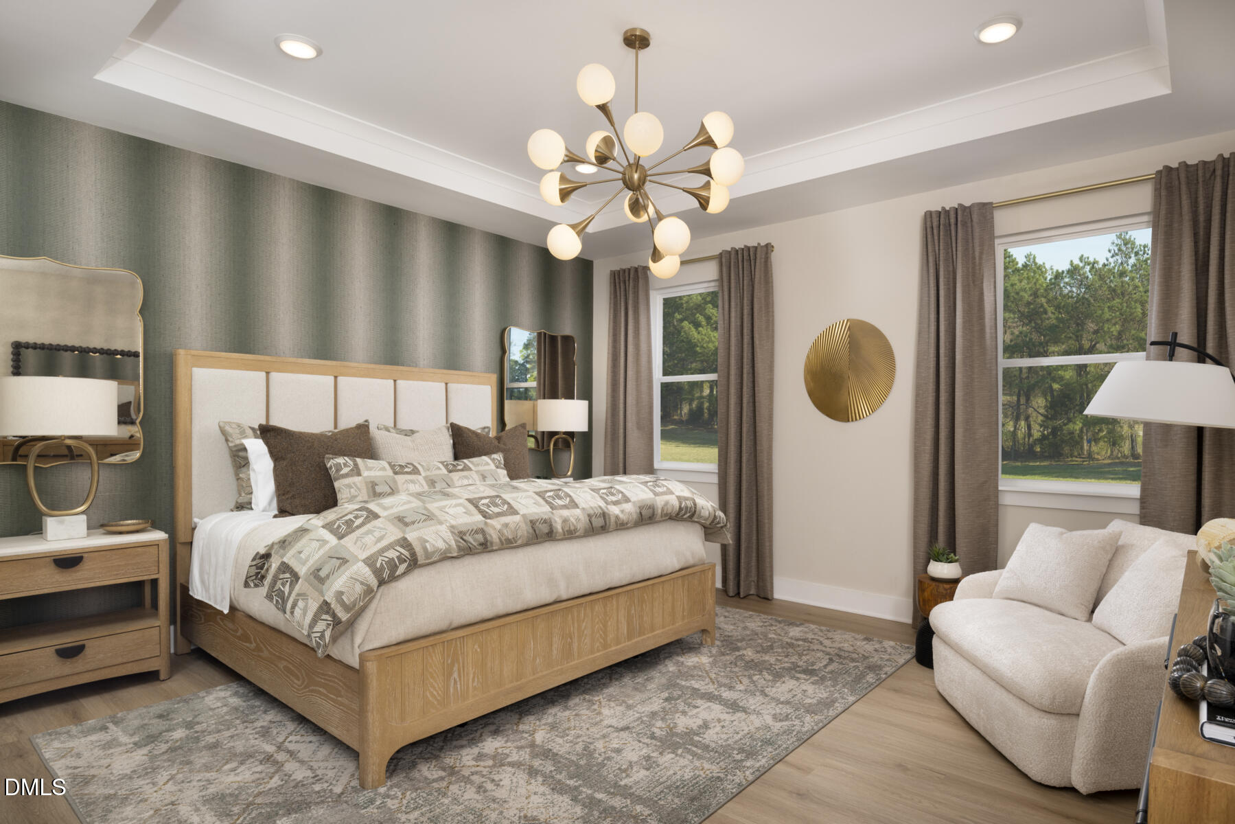 53 Mendenhall Drive Angier, NC 27501 - Photo 2 of 11 a bedroom with a bed couch chandelier and window