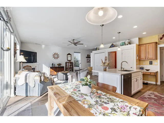 a large kitchen with cabinets