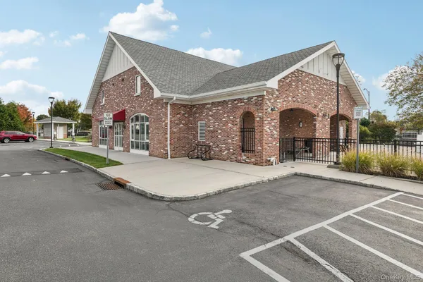 a view of a building with a street