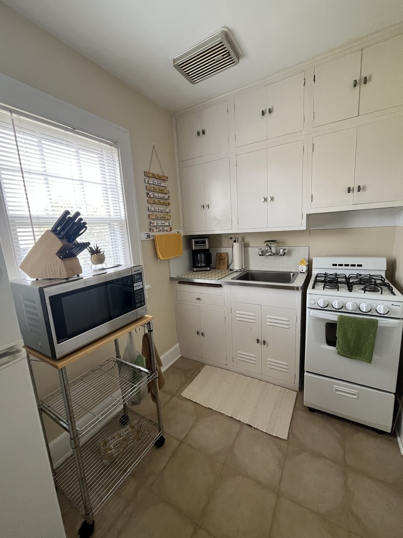 206 Oak Street, Unit 1R Elgin, IL 60123 - Photo 6 of 12 a kitchen with a stove and white cabinets