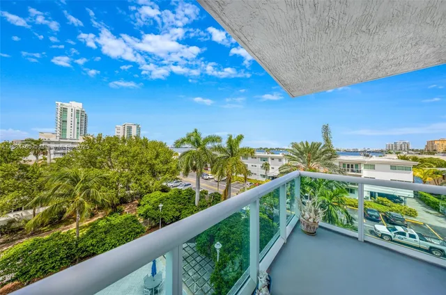 a balcony with city view