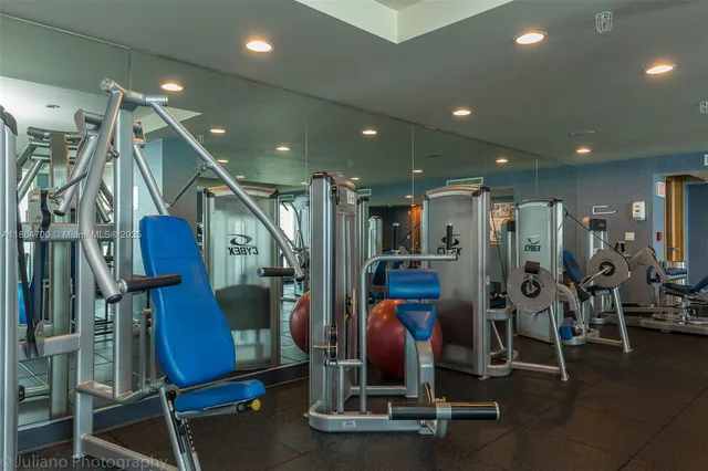 a view of a room with gym equipment