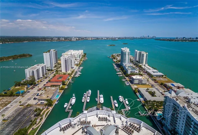 a view of a lake with a city view