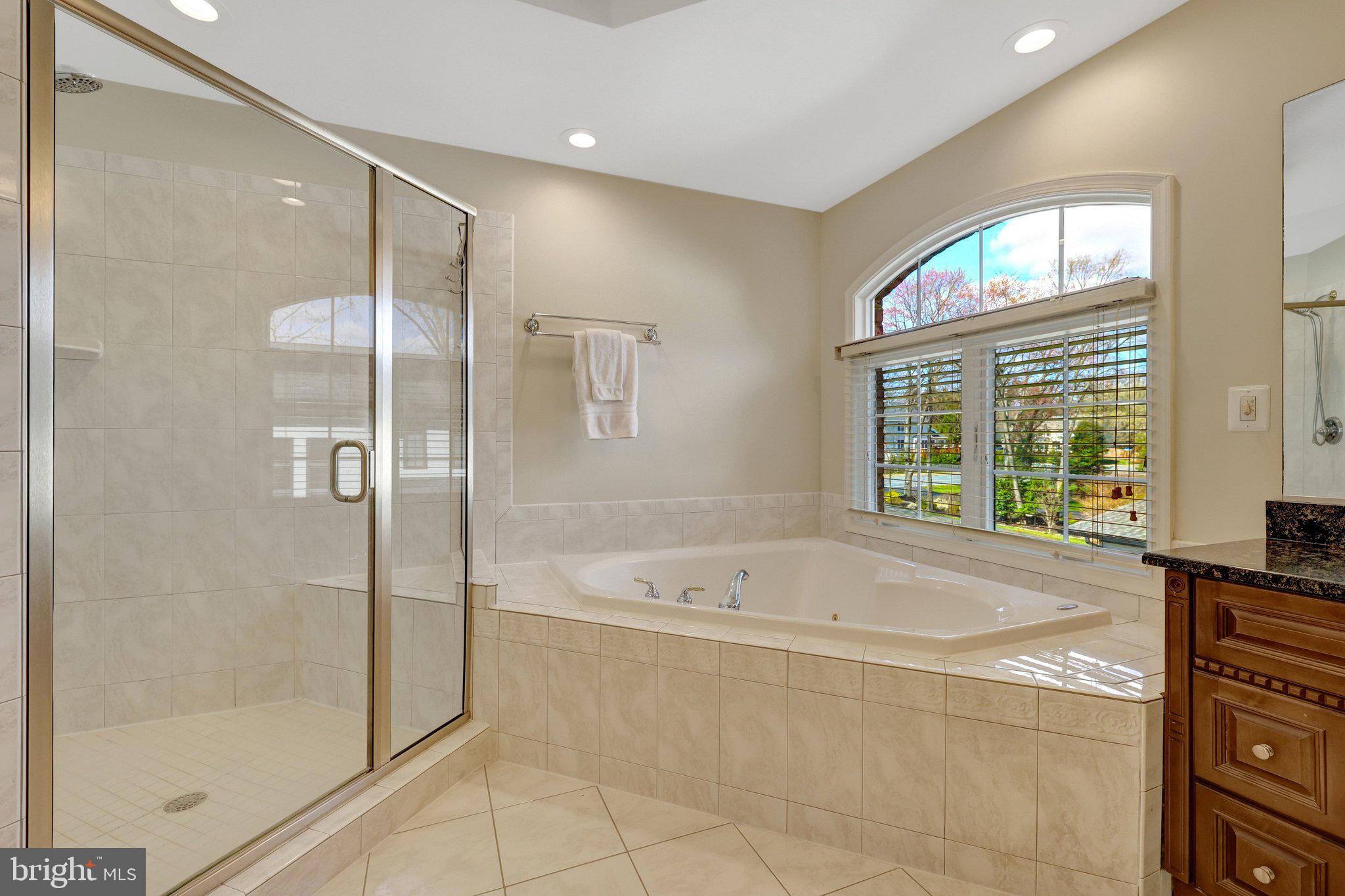 1827 Beulah Road Vienna, VA 22182 - Photo 46 of 91 a spacious bathroom with a tub shower and windows