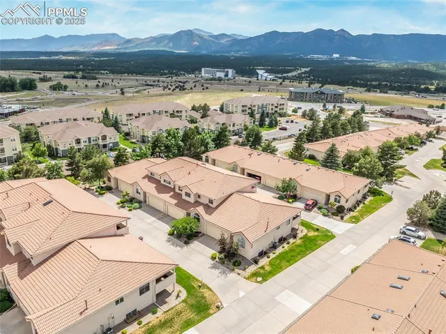 an aerial view of a building