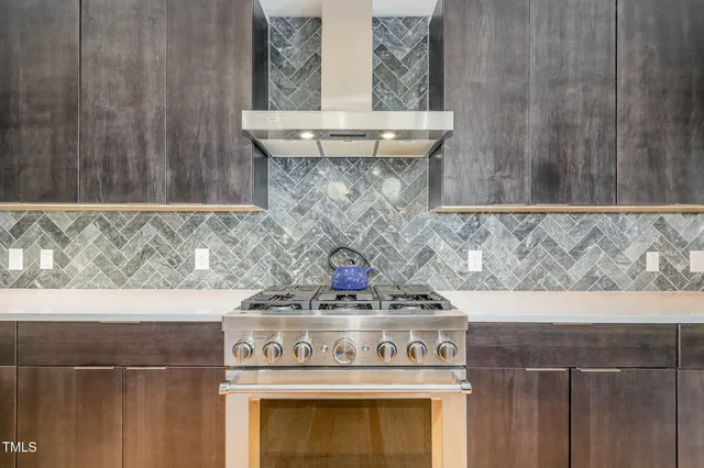 a stove top oven sitting inside of a kitchen