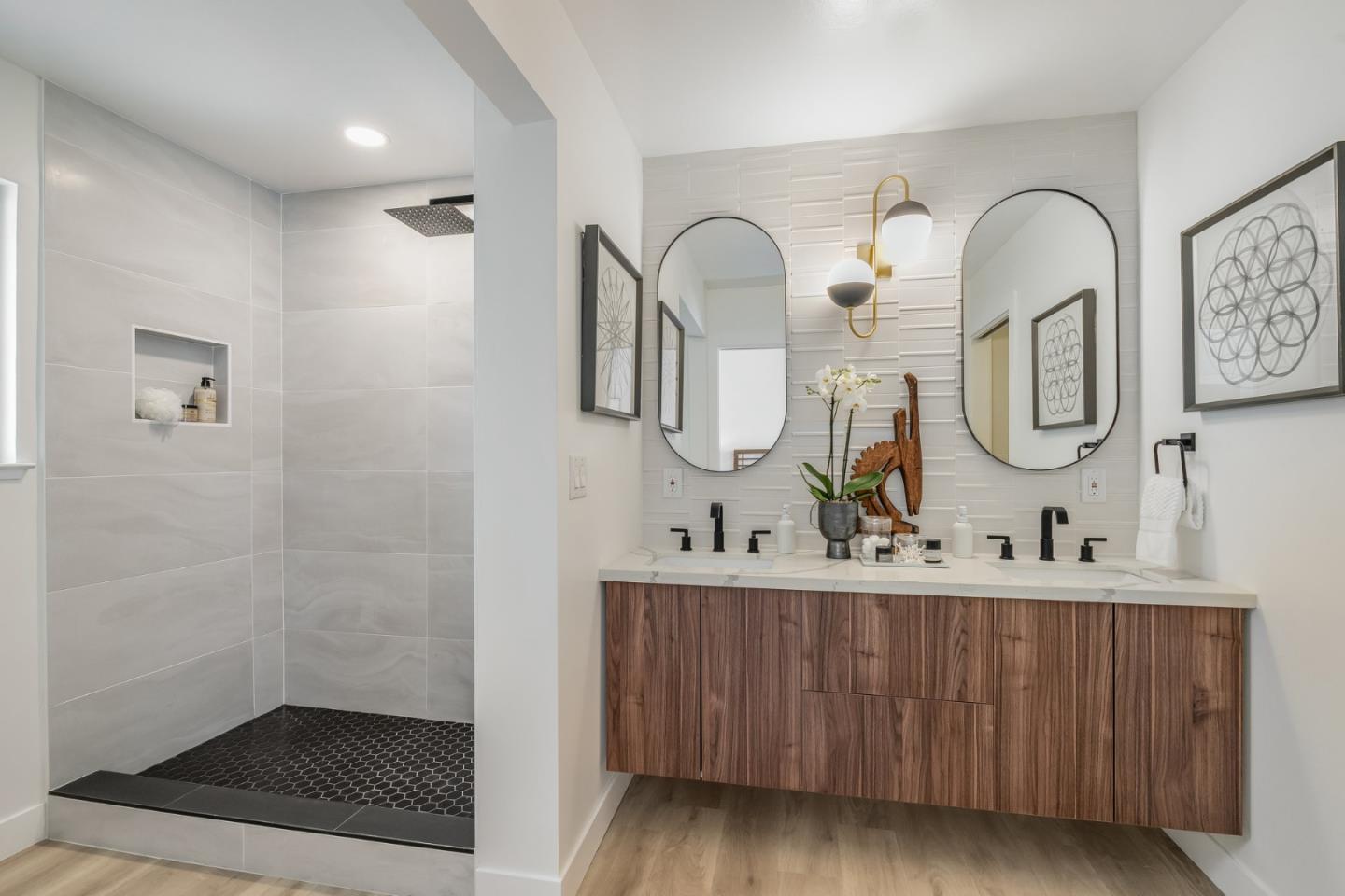 1903 Milano Way Mountain View, CA 94040 - Photo 31 of 48 a bathroom with a double vanity sink and a mirror
