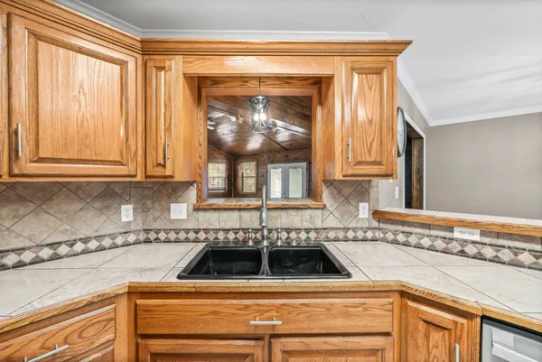 a view of a kitchen sink