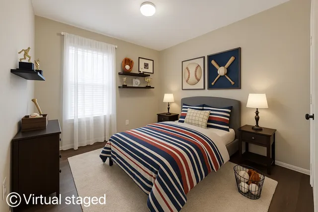 a view of a house with a backyard and a large tree