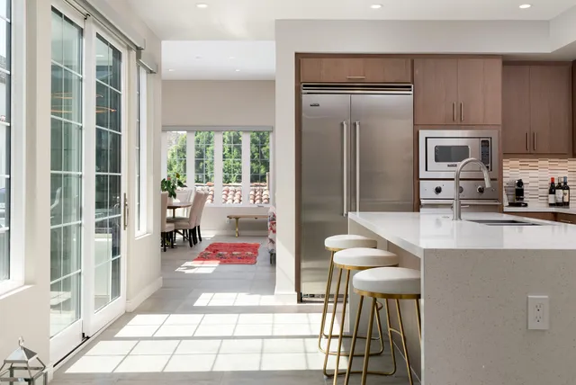 a bedroom with a bed and lamp