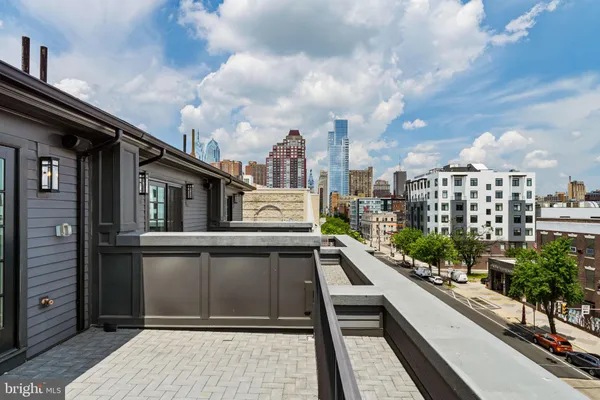 a terrace with city view
