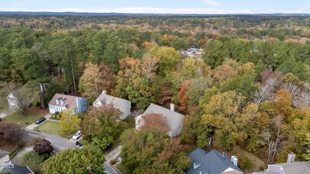 a aerial view of a house with an outdoor space