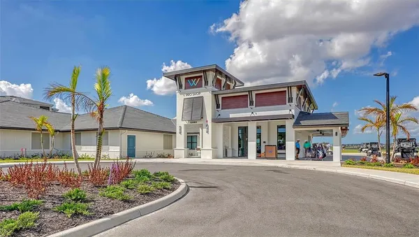 a view of a building with a pathway