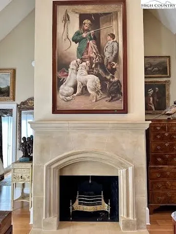 a close view of a fireplace