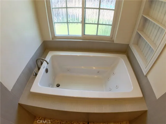 a bathroom with a bathtub