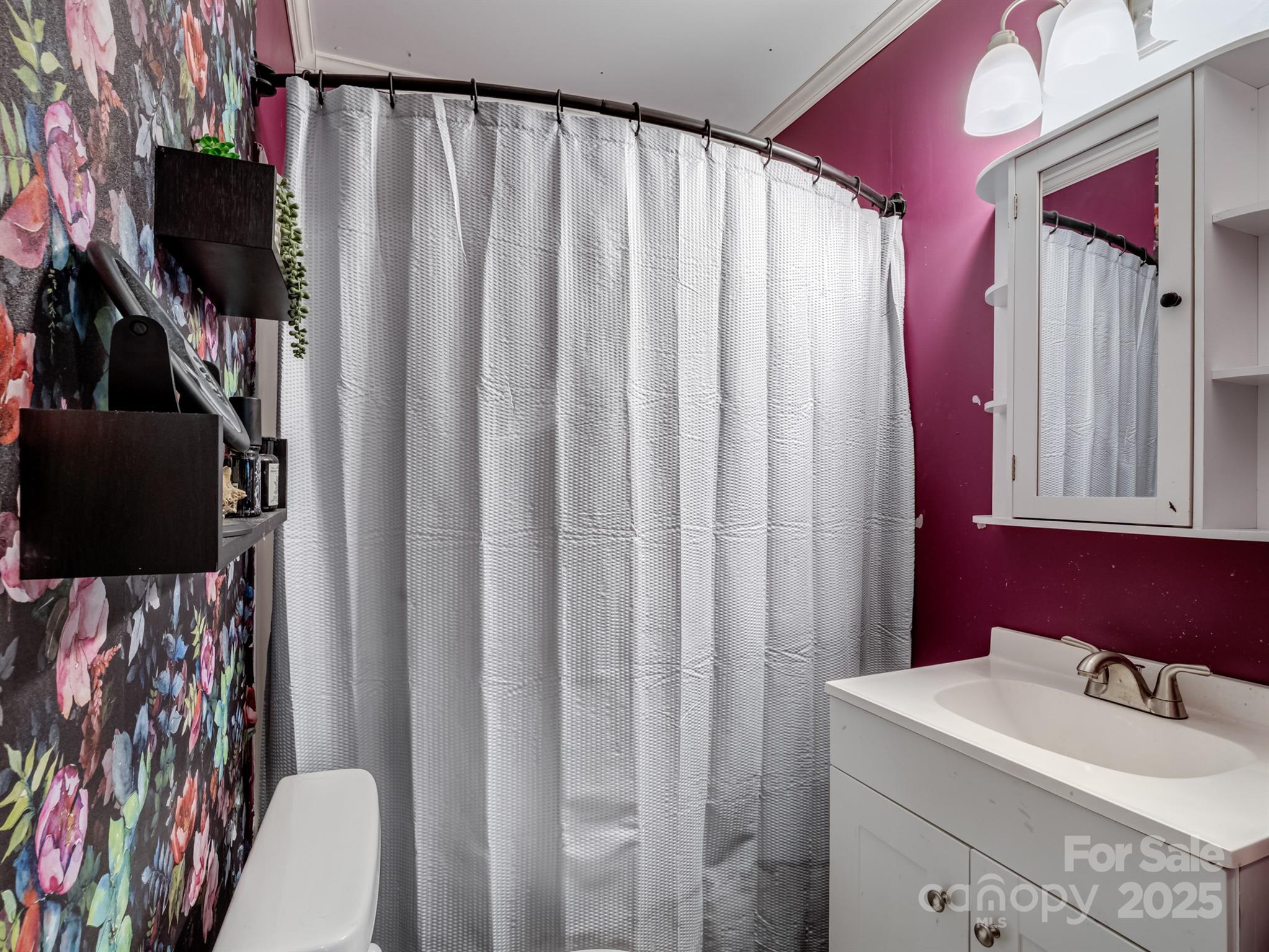 206 Friedheim Road Rock Hill, SC 29730 - Photo 15 of 25 a bathroom with a sink a mirror and a shower curtain