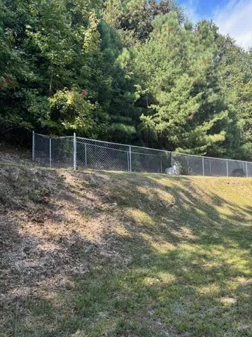 a view of a swimming pool with a yard