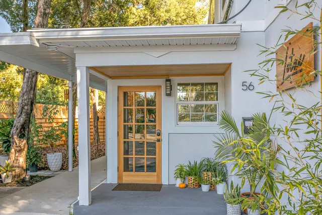 a view of a entryway door front of house
