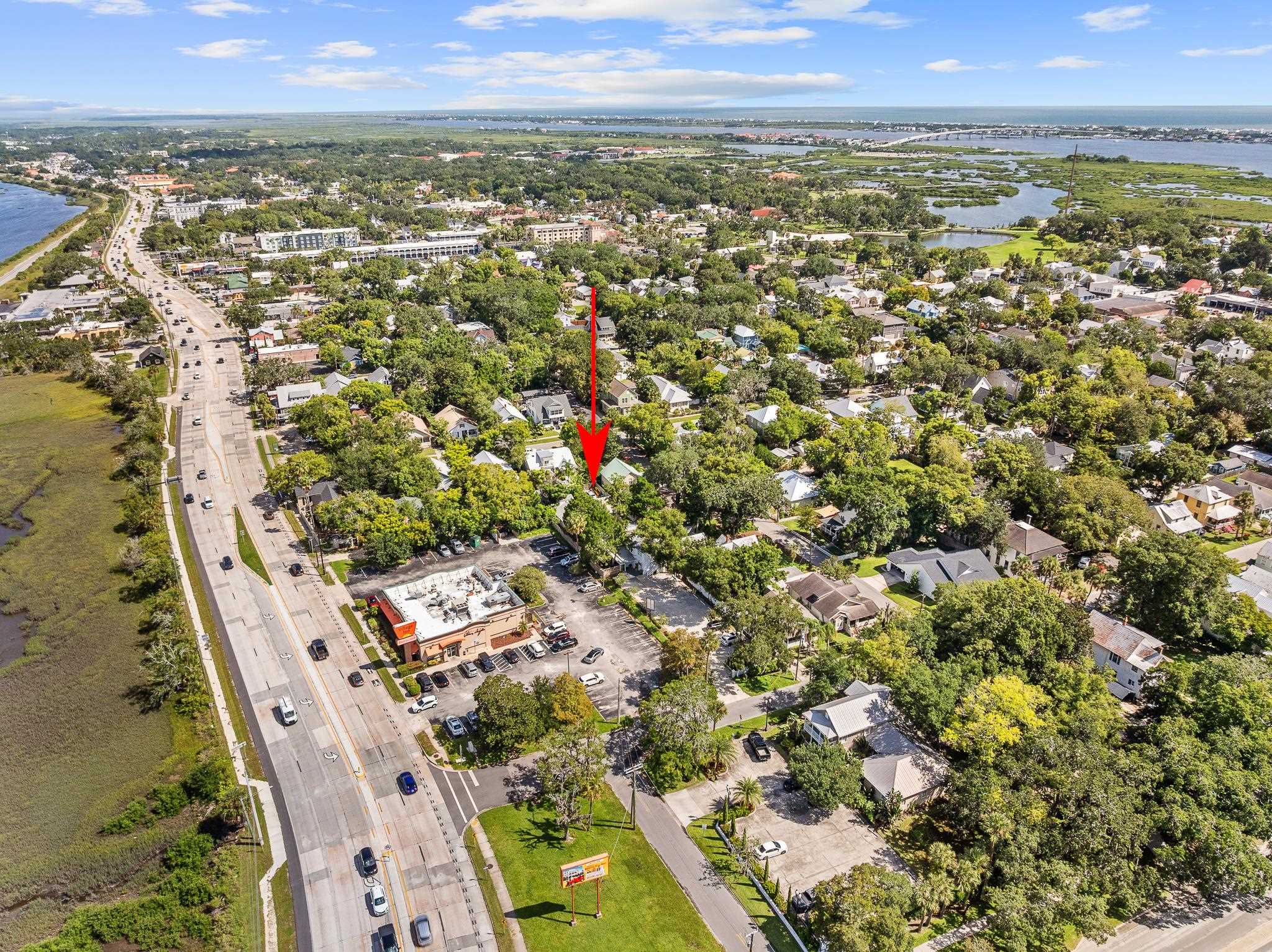 56 Grove Avenue St. Augustine, FL 32084 - Photo 46 of 48 an aerial view of residential houses with outdoor space