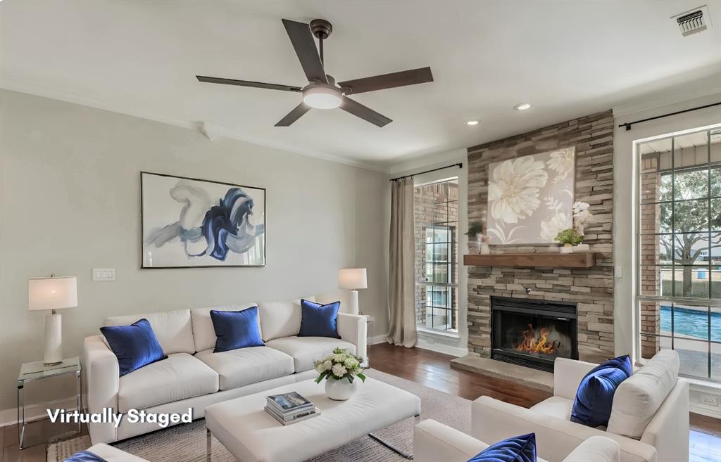 13507 Friendship Road Pilot Point, TX 76258 - Photo 6 of 39 a living room with furniture and a fireplace