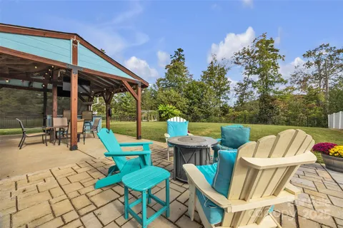 a view of a chairs and table in patio