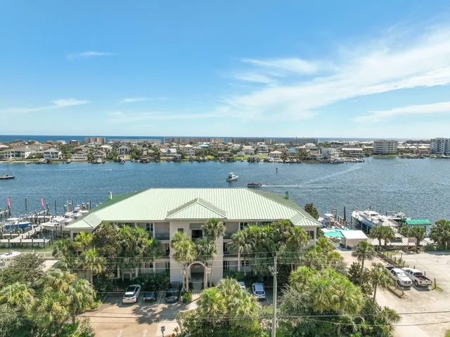 a view of a lake with a city