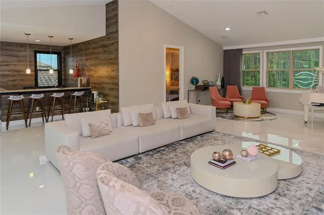 a living room with furniture