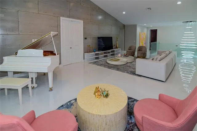 a living room with furniture