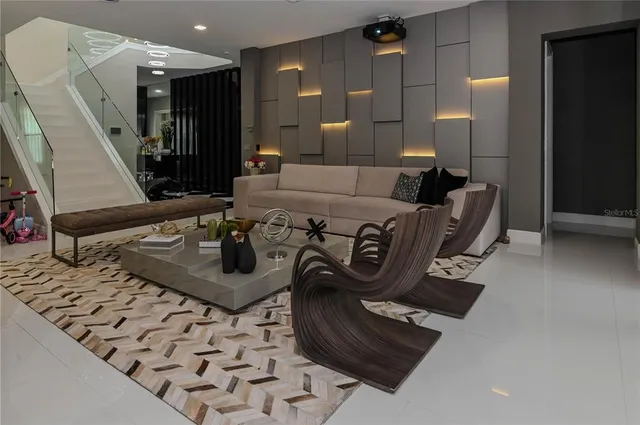 a living room with furniture