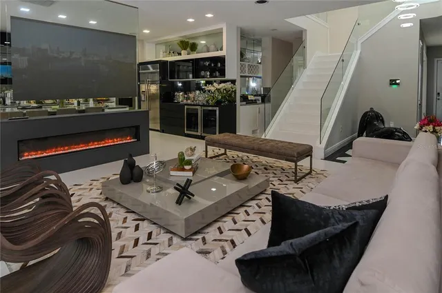 a living room with furniture