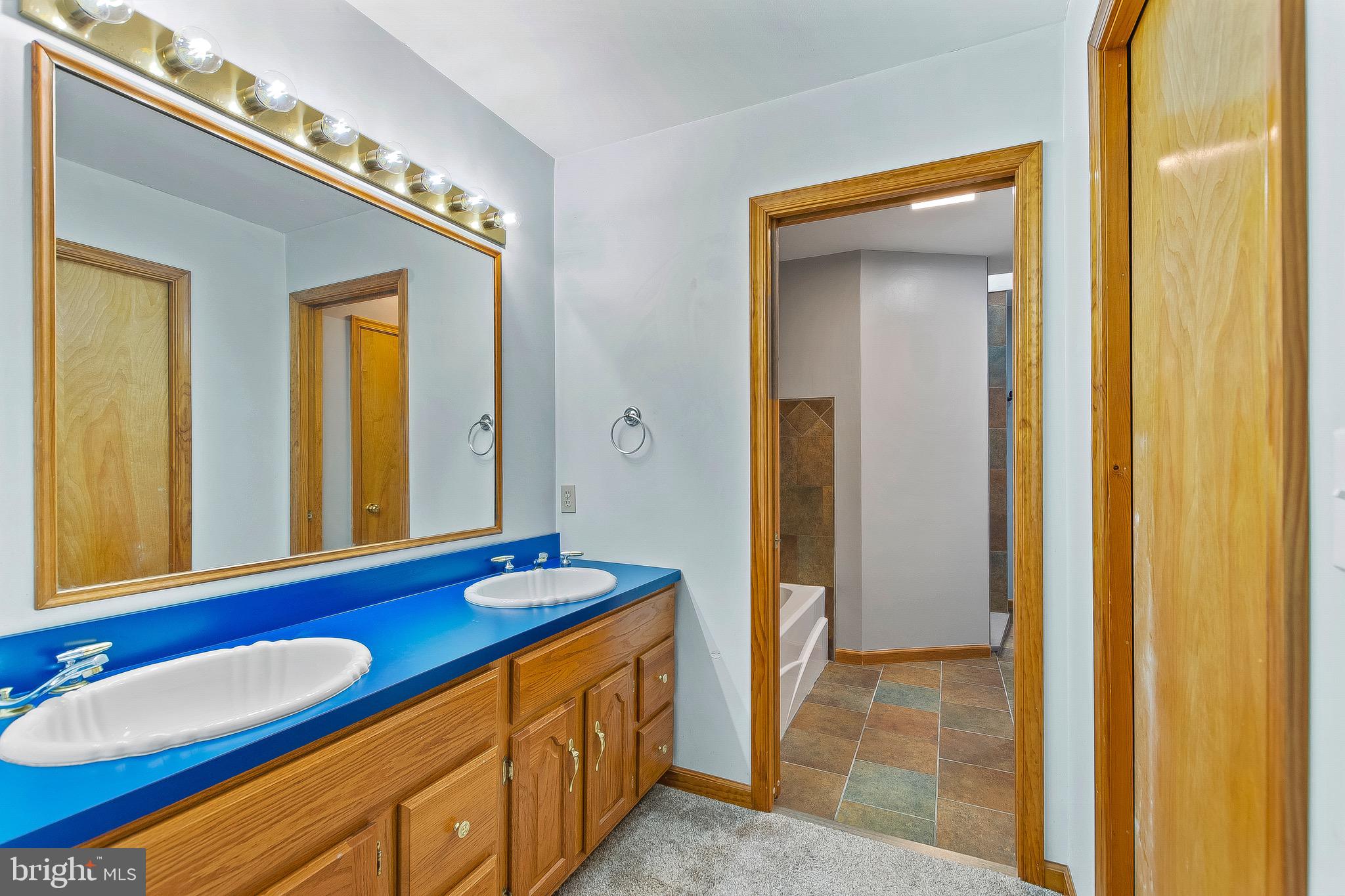 2415 Stoakley Road Prince Frederick, MD 20678 - Photo 22 of 42 a bathroom with a double vanity sink and a mirror