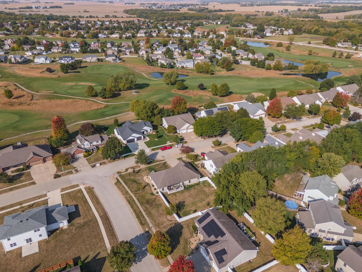36 Lone Oak Court Bloomington, IL 61705 - Photo 51 of 63 an aerial view of a city with lots of residential buildings