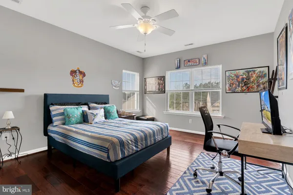 a view of empty room with fan