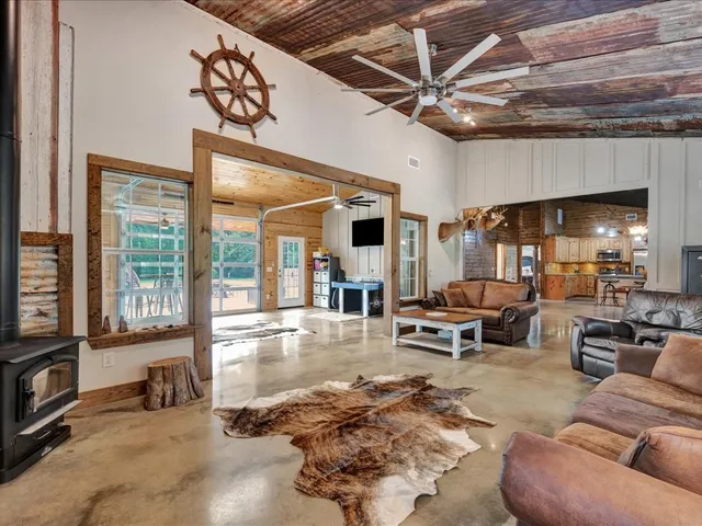 a living room with furniture